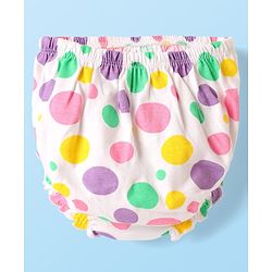 Babyhug Cotton Woven Frill Sleeves Polka Dots Printed Frocks with Bloomer Headbands & Bow Applique Print Pack of 2 - White & Lilac
