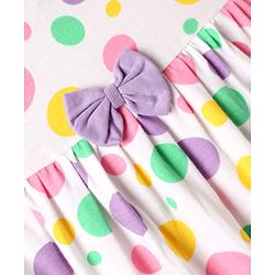 Babyhug Cotton Woven Frill Sleeves Polka Dots Printed Frocks with Bloomer Headbands & Bow Applique Print Pack of 2 - White & Lilac