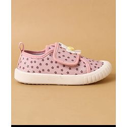 Cute Walk by Babyhug Velcro Closure Casual Shoes with Floral Print & Applique - Pink