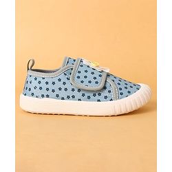 Cute Walk by Babyhug Velcro Closure Casual Shoes with Floral Print & Applique - Pink