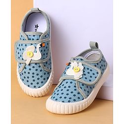 Cute Walk by Babyhug Velcro Closure Casual Shoes with Floral Print & Applique - Pink