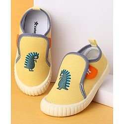 Cute Walk by Babyhug Velcro Closure Casual Shoes with Dino Embroidery - Yellow