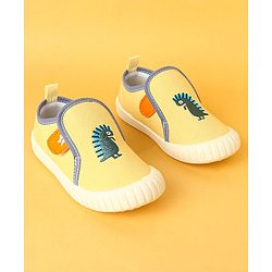 Cute Walk by Babyhug Velcro Closure Casual Shoes with Dino Embroidery - Yellow