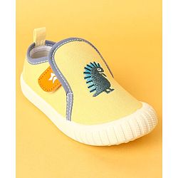 Cute Walk by Babyhug Velcro Closure Casual Shoes with Dino Embroidery - Yellow