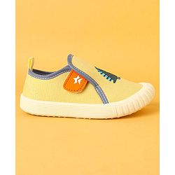 Cute Walk by Babyhug Velcro Closure Casual Shoes with Dino Embroidery - Yellow