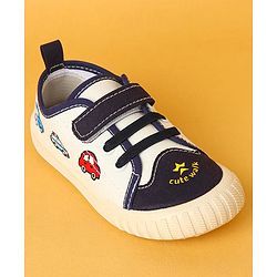 Cute Walk by Babyhug Velcro Closure Casual Shoes with Vehicle Design - Navy Blue