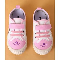 Cute Walk by Babyhug Velcro Closure Casual Shoes with Vehicle Design - Pink