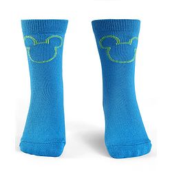 Cute Walk by Babyhug Knit Antibacterial Socks With Mickey Mouse Graphics Pack Of 3 - Blue Black & Yellow