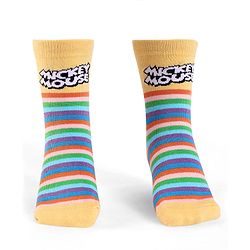 Cute Walk by Babyhug Knit Antibacterial Socks With Mickey Mouse Graphics Pack Of 3 - Blue Black & Yellow