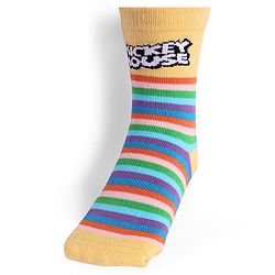 Cute Walk by Babyhug Knit Antibacterial Socks With Mickey Mouse Graphics Pack Of 3 - Blue Black & Yellow