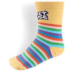 Cute Walk by Babyhug Knit Antibacterial Socks With Mickey Mouse Graphics Pack Of 3 - Blue Black & Yellow