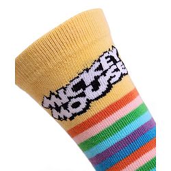 Cute Walk by Babyhug Knit Antibacterial Socks With Mickey Mouse Graphics Pack Of 3 - Blue Black & Yellow