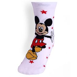 Cute Walk By Babyhug Knit Antibacterial Socks With Mickey Mouse Graphics Pack Of 3 - White & Yellow