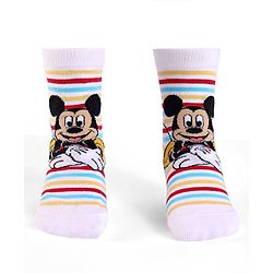 Cute Walk By Babyhug Knit Antibacterial Socks With Mickey Mouse Graphics Pack Of 3 - White & Yellow