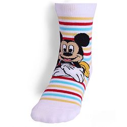 Cute Walk By Babyhug Knit Antibacterial Socks With Mickey Mouse Graphics Pack Of 3 - White & Yellow