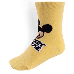 Cute Walk By Babyhug Knit Antibacterial Socks With Mickey Mouse Graphics Pack Of 3 - White & Yellow