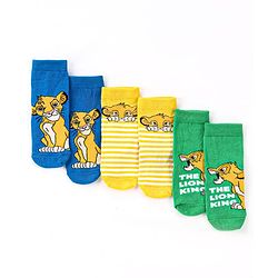 Cute Walk by Babyhug Disney Knit Ankle Length Antibacterial Socks With Lion King Graphics Pack Of 3 - Green Yellow & Blue