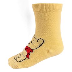Cute Walk By Babyhug Knit Antibacterial Socks With Winnie The Pooh Graphics Pack Of 3 - Yellow & White