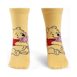 Cute Walk By Babyhug Knit Antibacterial Socks With Winnie The Pooh Graphics Pack Of 3 - Yellow & White