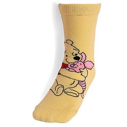 Cute Walk By Babyhug Knit Antibacterial Socks With Winnie The Pooh Graphics Pack Of 3 - Yellow & White