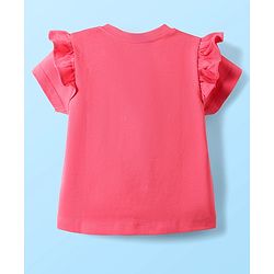 Babyhug Cotton Knit Half Sleeves Night Suit With Butterfly Print & Frill Detailing - Pink