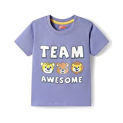 Babyhug Cotton Knit Half Sleeves T-Shirt with Team Awesome  Print - Purple