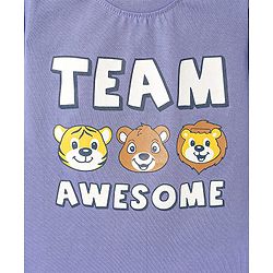 Babyhug Cotton Knit Half Sleeves T-Shirt with Team Awesome  Print - Purple