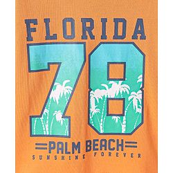 Babyhug Cotton Knit Half Sleeves T-Shirt with Beach Theme Print - Orange