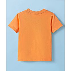 Babyhug Cotton Knit Half Sleeves T-Shirt with Beach Theme Print - Orange