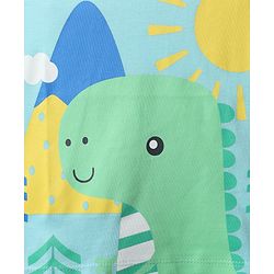 Babyhug Cotton Knit Sleeveless Tank T-Shirt With Dino Print - Light Blue
