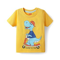 Babyhug Cotton Knit Half Sleeves T-Shirts with Skating Print Pack of 3 - Yellow Orange & Grey