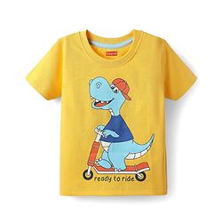 Babyhug Cotton Knit Half Sleeves T-Shirts with Skating Print Pack of 3 - Yellow Orange & Grey