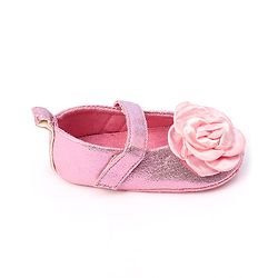 Cute Walk by Babyhug Velcro Closure Booties with Floral Applique - Pink