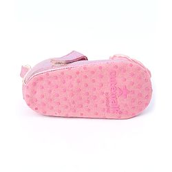 Cute Walk by Babyhug Velcro Closure Booties with Floral Applique - Pink