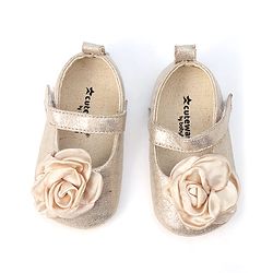 Cute Walk by Babyhug Velcro Closure Booties with Floral Applique - Pink