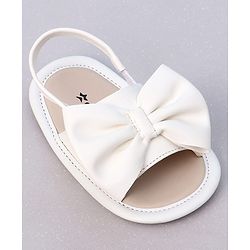Cute Walk by Babyhug Booties with Back Strap & Bow Applique - White
