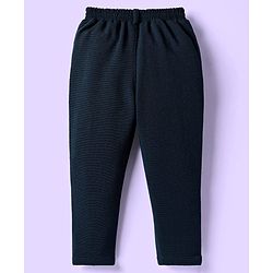 Babyhug Knit Full Sleeves Solid 3 Piece Party Suit With Bow - Navy Blue