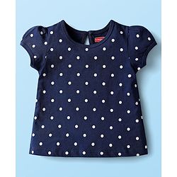 Babyhug Cotton Knit Half Sleeves T-Shirts with Polka Dots & Bow Print Pack of 3 - Red Navy Blue & White