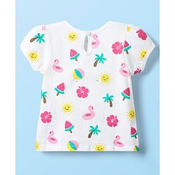 Babyhug Cotton Knit Half Sleeves T-Shirts With Tropical Print  Pack Of 3 -Yellow &  Pink