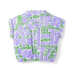 Babyhug 100% Cotton Single Jersey Knit Half Sleeves Co-ords Top & Shorts Set with Tropical Theme Print - Lavender