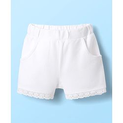 Babyhug Cotton Woven Half Frill Sleeves Floral Printed Top & Shorts Set - White & Blue