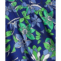 Babyhug Cotton Woven Half Frill Sleeves Floral Printed Top & Shorts Set - White & Blue