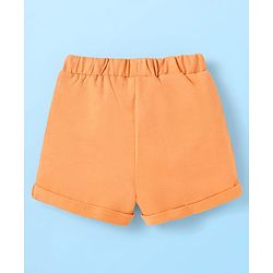 Babyhug Single Jersey Knit Sleeveless Collared Top & Shorts with Stripes & Knot Detailing - Orange