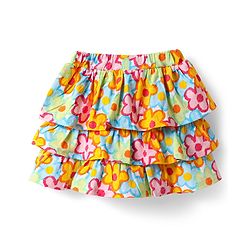 Babyhug Cotton Knit Cap Sleeves Top & Skirt With Floral Print - Dark Pink