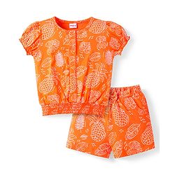 Babyhug Single Jersey Knit Half Sleeves T-Shirt & Shorts Set Jungle Safari Theme - White & Green main image 0