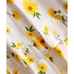 Babyhug Cotton Woven Frill Sleeves Frock With Floral Print - White