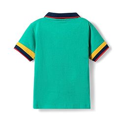 Babyhug Cotton Knit Half Sleeves Cut & Sew Polo T-Shirt With Stripes - Yellow & Red