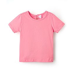 Babyhug Cotton Knit  Half Sleeves Frock & Inner T-Shirt With Floral Applique - Pink & Blue