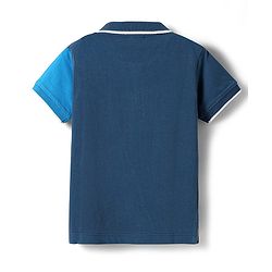 Babyhug Cotton Knit Half Sleeves Cut & Sew Polo T-Shirt With Number Patch Detailing - Navy Blue