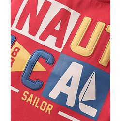 Babyhug Cotton  Knit Half Sleeves T-Shirt With Nautical Text Print - Red
